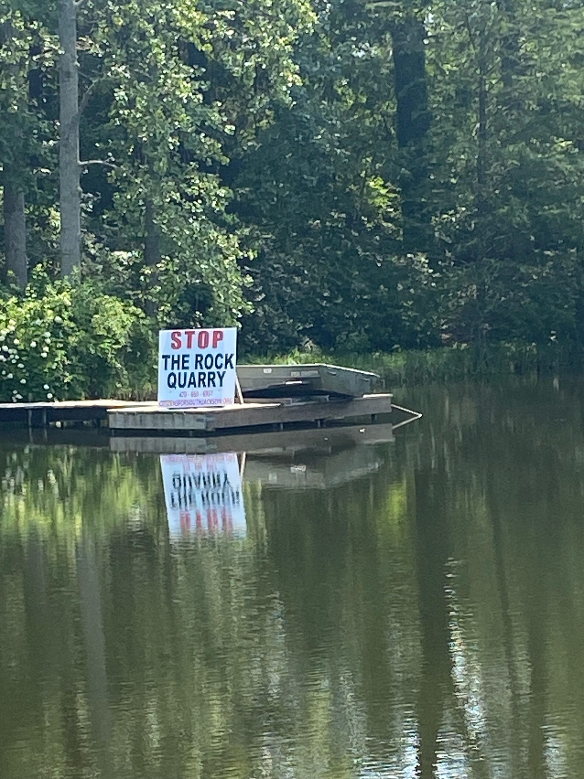 Stop The Quarry Sign at the alligator pond